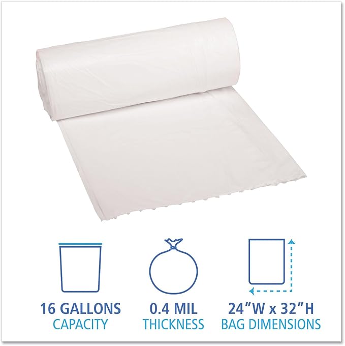 16–20 Gallon Extra Heavy-Duty Trash Bags White | Bulk 500 Count Garbage Can Liners