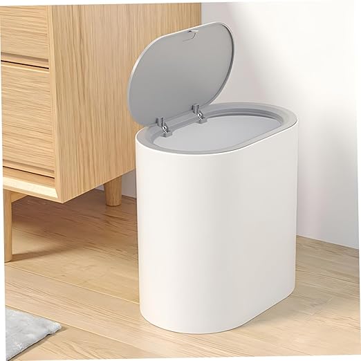 ABOOFAN Lidded Trash Bin Capacity Press Type Waste Basket for Kitchen Bathroom Bedroom Portable Nordic Style Waste Container for Home Use Compact Design Easy to Move