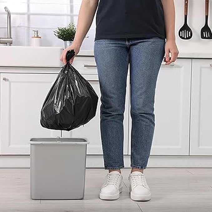 2-4 Gallon Trash Bags 1000 Count Bulk Value Pack Black Garbage bags Small Trash Can Bin Liners for Bathroom Office Industrial Commercial Janitorial Municipal Recycling