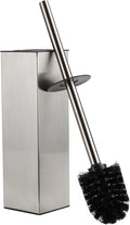 BGL Square Toilet Brush with HolderStainless Steel Rubber Painted Toilet Bowl Brush and Holder for Bathroom2 Cleaner Brush HeadsBrushed Nickel