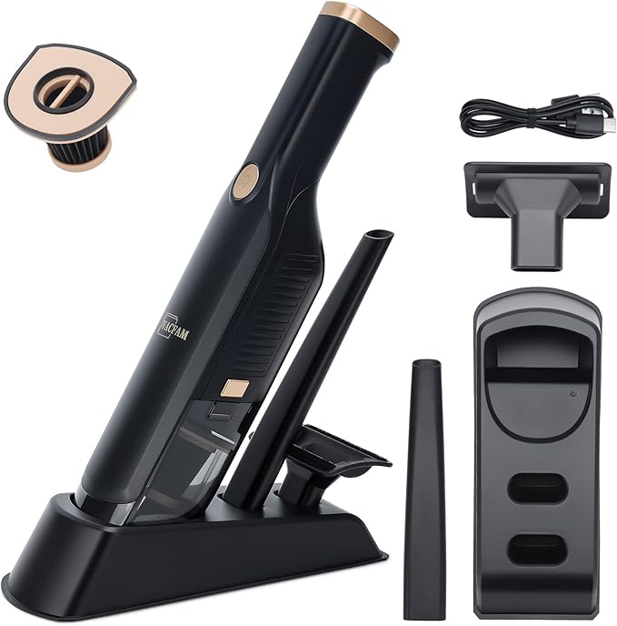 Handheld Vacuum CordlessDust Busters Cordless with Storage Dock15KPA High Power Portable Vacuum VordlessUSB Quick ChargeMini Vacuum with Multi-Nozzles &amp Washable FilterBlack