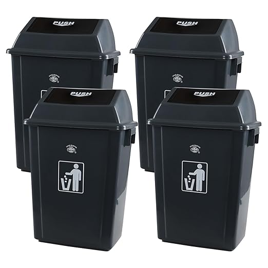 4 Packs 18 Gallon Large Commercial Trash Can Kitchen Waste Bin with Lid Plastic Tall Garbage Can Outdoor 30 High