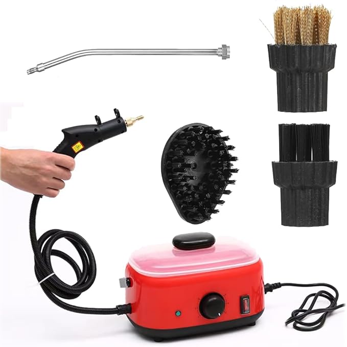 Handheld Steam Cleaner 2500w High-Pressure Steam 1500ml Large Water Tank 6 Adjustable Steam Levels Multi-Scene Cleaning Brush Head (Red)