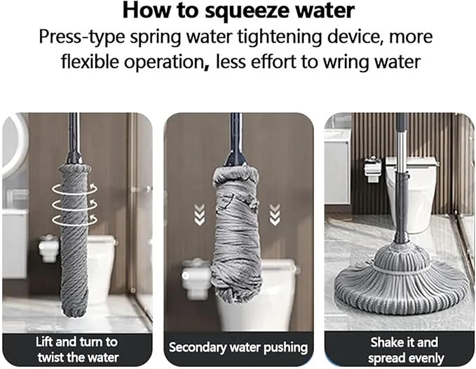 Compatible for Rotating Self Twisting Water Mop Washing Household Floor Windows Clean Tools