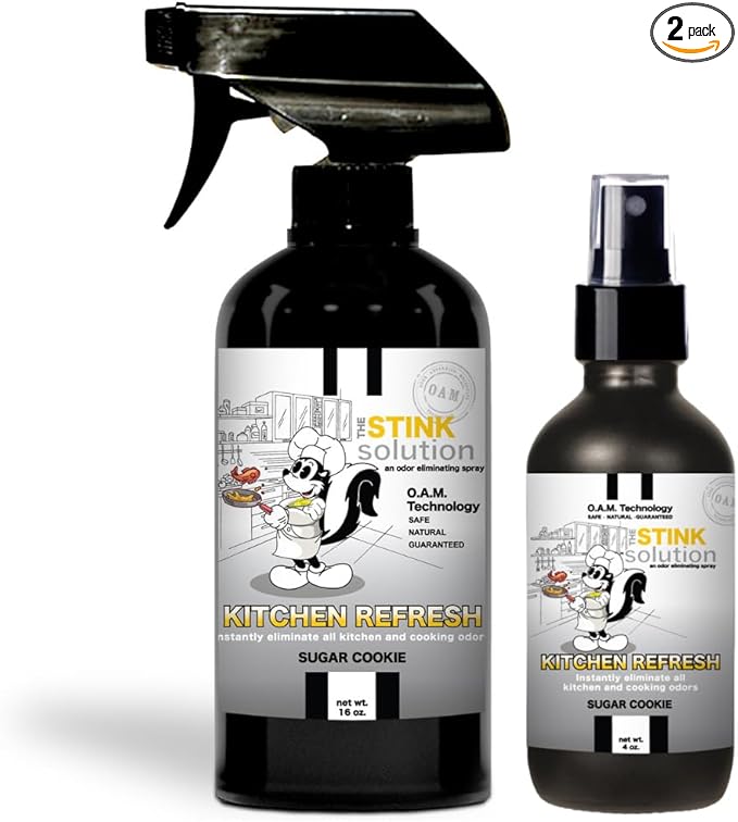 The Stink Solution Kitchen Odor Eliminator For Strong Odor: Garbage Can &amp Refrigerator Deodorizer Cooking &amp Trash Smell Remover - 1 16 oz 1 4 oz (Sugar Cookie Scent)