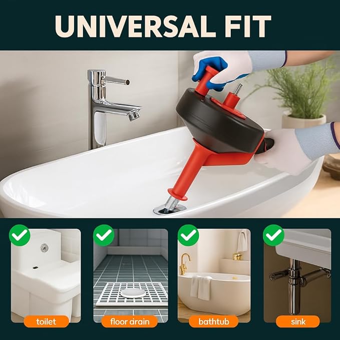 50 FT Drain Snake Hair Drain Clog Remover Manual Or Powered Plumbing Snake With Drill AdapteUnclog Sink Drain Tool Drain Auger for Toilet、Shower、Kitchen、Sink No Auto Retract Or Feed Red