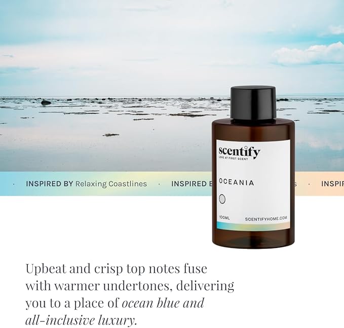 Scentify Oceania Aroma Oil Refill Scent for Oil Diffusers - Orange Apple White Tea Lavender Scents - Luxurious Relaxing Aromatherapy Diffuser Fragrance 100ml 3.38 oz