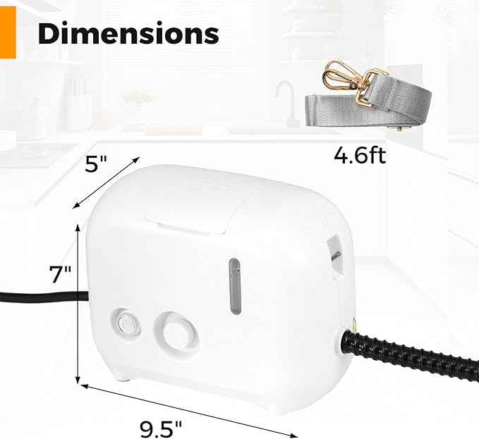 COSTWAY 1500W Portable Steam Cleaner Household Steamer with 34 oz/1 L Water Tank Multipurpose Pressurized Steam Cleaning Machine for Car Upholstery Kitchen Bathroom Grout &amp Tile White