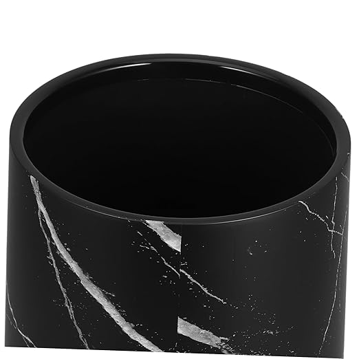 Cabilock Marble Pattern Trash Can Lidless 10L Round Waste Basket for Living Room Kitchen Bathroom Plastic Waste Bin for Home Office