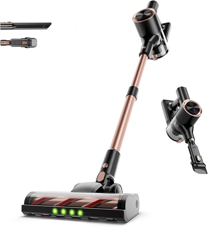 KIKETECH Cordless Vacuum Cleaner with Self-Standing Lightweight Powerful Suction VacuumLED Screen Stick Vacuum Cleaners for Home for Pet Hair Carpets Hardwood Floors H20