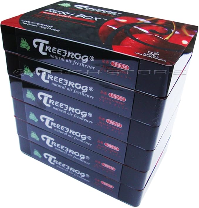 6 Pack Treefrog Natural Air Freshener Fresh Box (AKA Xtreme Fresh) Black Cherry Scent - Soft sweet cherry fruity fragrance