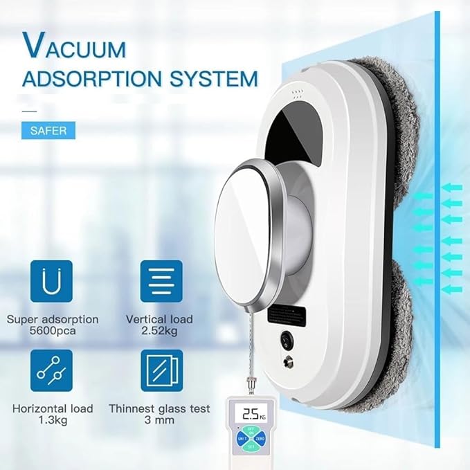Electric Window Cleaner Robot Smart Window Cleaner Cleaning Robot with 2800Pa Strong Suction Window Glass Vacuum Robot with Remote Control for Indoor/Outdoor Windows Mirror