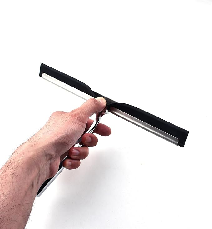 with Suction Cup Hook Stainless Steel Handle Silicone Scrape Car Window Glass Door Cleaning Tools(14inch-Hook)