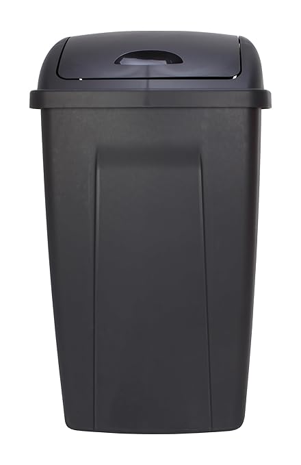 13 Gallon Trash Can Plastic Swing Top Kitchen Garbage Trash Can Black