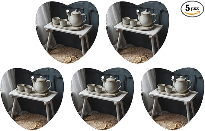 5PCS Car Air Freshener Hanging Personalized Double Sided Tea Set Lemons Car Fresheners Long Lasting New Cars Scents Cute Automotive Freshies for Closets Drawers (tea)