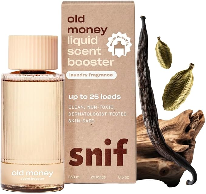 Snif Old Money Scent Booster Rich and Cozy Scent 25 Loads Non-Irritating to Skin Clean Non-Toxic Vegan Cruelty Free 8.5oz