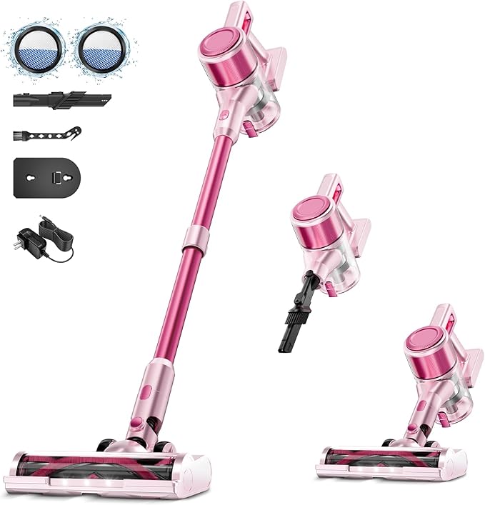 KIKETECH Cordless Vacuum Cleaner Stick Vacuum Cleaners for Home LED Lightweight Vacuum for Pet Hair/Carpet/FloorN508