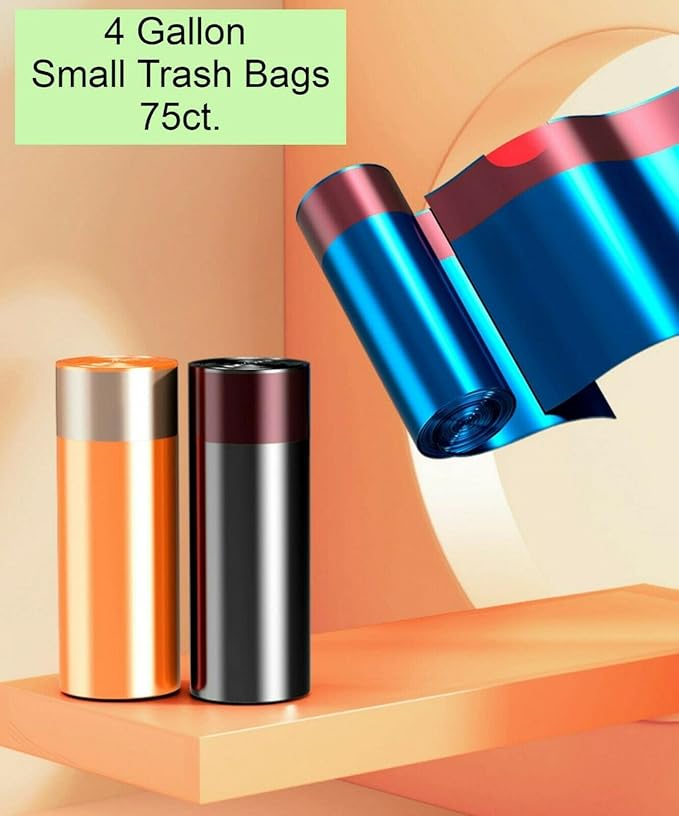 4 Gallon Trash Bag 4 Gallon Drawstring Small Trash Can Liners Colored Garbage Bags Individual Unscented White 4 Gal Small Trash Can Liners Bathroom Trash Bags - Case of 75 Bags