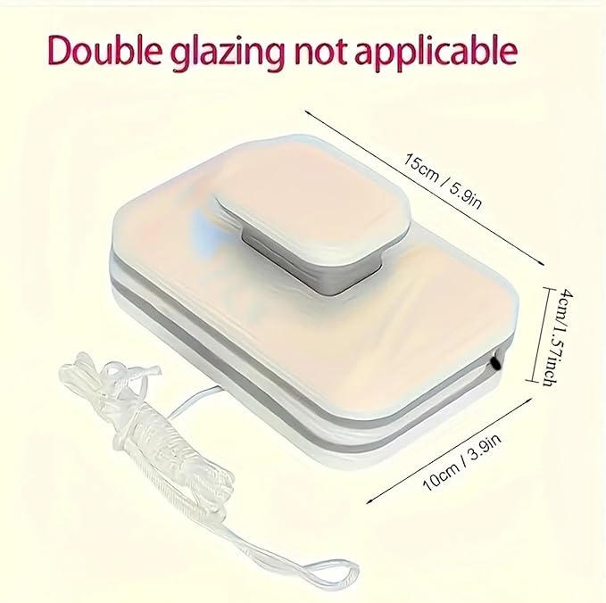 1PC Double-sided Magnetic Window Cleaning Brush Anti-pinch Design With Safety Rope Suitable For 3-10mm Thickness