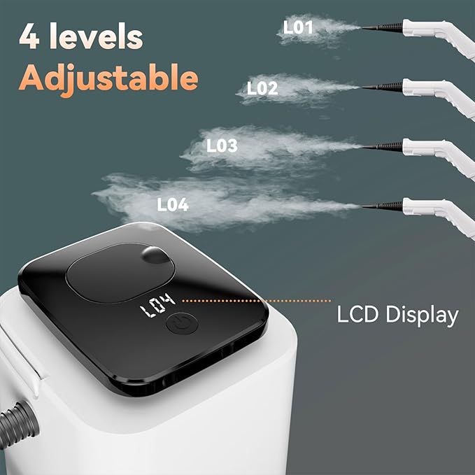 Steam Cleaner Handheld Steamer with 10S Fast Heating 1.55L Tank4-Level Adjustable Handle110° High Temperature SteamSteam Cleaner for HomeCarDirtGreaseGroutTileCouch (White)