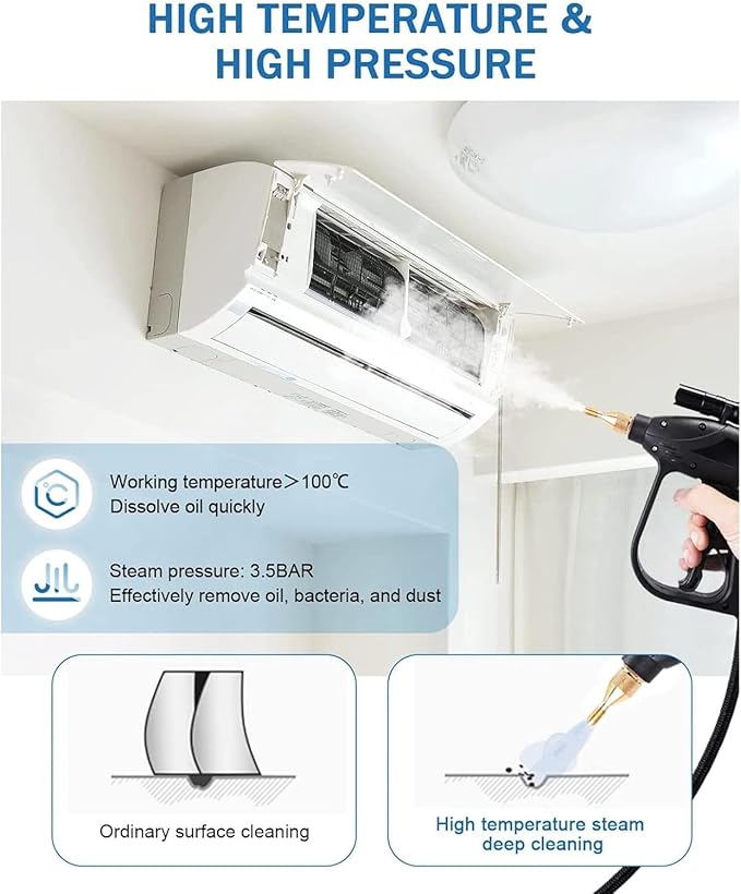Portable Handheld Steam Cleaner Multi-Purpose Steam Cleaner Steam Humidity Ajustable 1700W High Pressure Automatic Mobile Cleaning Machine for Kitchen Bathroom Upholstery Carpet &amp Car