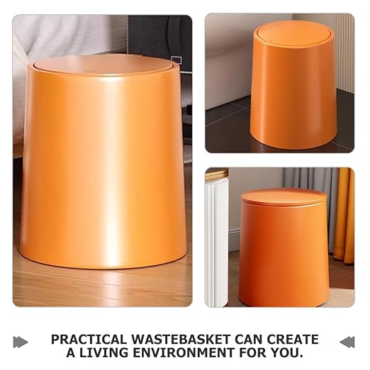 VALICLUD Double Compartment Trash Can with Press Lid Medium Size Thickened Plastic Garbage Bin for Kitchen and Bathroom Use Covered Wastebasket for Home and Bedroom Organization