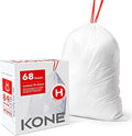 KONE Custom Fit Trash Bags Compatible with Simplehuman Code H 68 Count Drawstring Garbage Bags Dispenser Pack Trash Bin Liners For Kitchen Bathroom Home 35 Liter / 8-9 Gallon