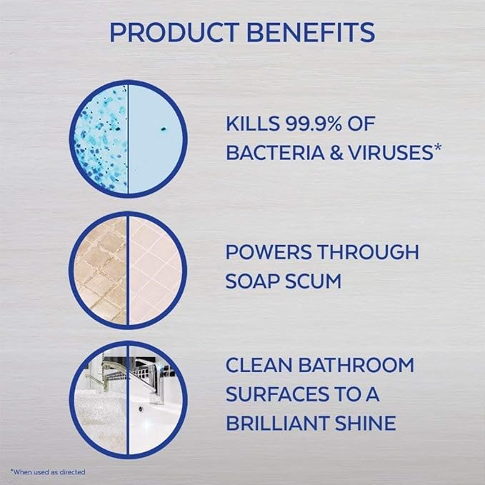 Lysol Mold and Mildew Remover 2 Pack Bathroom Cleaner Spray Whitens and Removes Soap Scum and Stains on Tiles Grout Bathtubs Toilets Sinks 32 oz. Each