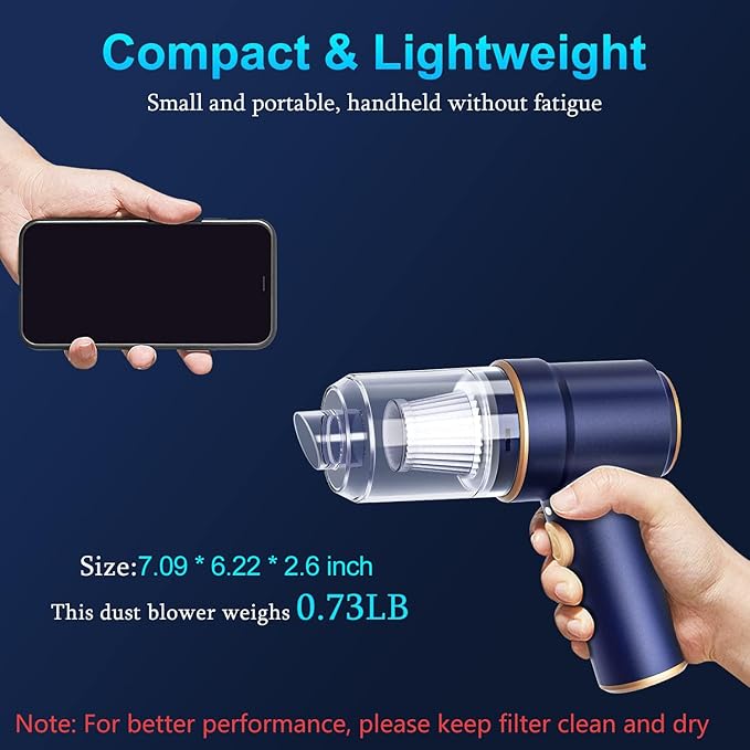 KMM Handheld Car Vacuum Cleaner 9000Pa Vacuum Cleaner and Air Duster 120W High Power Hand Held Vacuum with LED Light and Multi-Nozzles for Car Home Office Pet