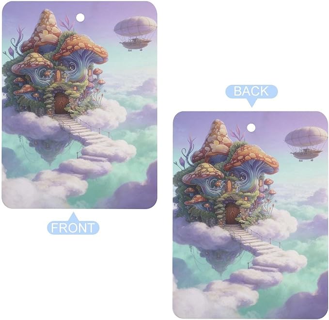 5PCS Car Air Freshener Hanging Personalized Double Sided Sky Shroom Hut Car Fresheners Long Lasting New Cars Scents Cute Automotive Freshies for Closets Drawers (tea)
