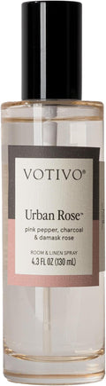 Votivo Urban Rose 4.3 oz Room &amp Linen Spray | Floral Scented Air Freshener for Linens &amp Living Areas | Premium Long Lasting Fragrance