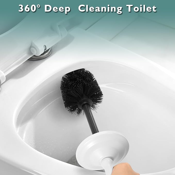 Stainless Steel Toilet Brush and HolderToilet Bowl Brush with Long Handle for BathroomToilet Brushes-Space SavingCovered Brush Durable Deep CleaningSplash Resistant (White)