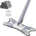 Floor Mop X-Shaped Microfiber Cleaning 360° Rotating Hand-Free Washing Wood Squeeze for Home Kitchen(1mop5cloth)