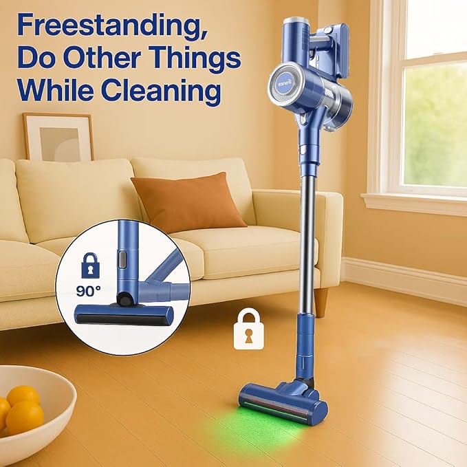 Cordless Vacuum Cleaner 35 Kpa Powerful Suction Lightweight Stick Vacuum CleanerGreen LED Lights Reveal Invisible Dust Detachable Battery 6 In 1 Handheld Vacuum For Home Hard Floor Carpet Pet Hair