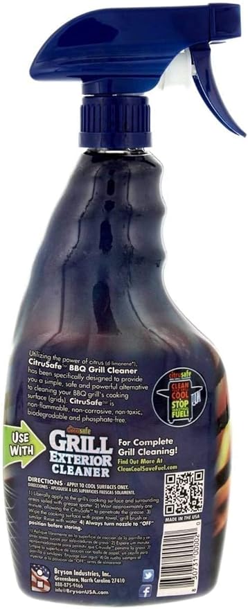Grill Cleaning Spray - BBQ Grid and Grill Grate Cleanser by Citrusafe (3 23oz)