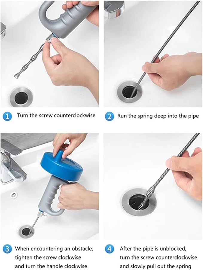 Kitchen Toilet Sewer Blockage Hand Tool Pipe Dredger Drains Dredge Drill-Powered Extendable 13 Meters(7m)