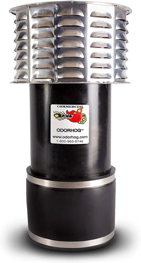 OdorHog Metal Cap Clamp On Vent Stack Pipe Filter 6 Black ABS Removes Outdoor Septic and Sewer Odor Problems