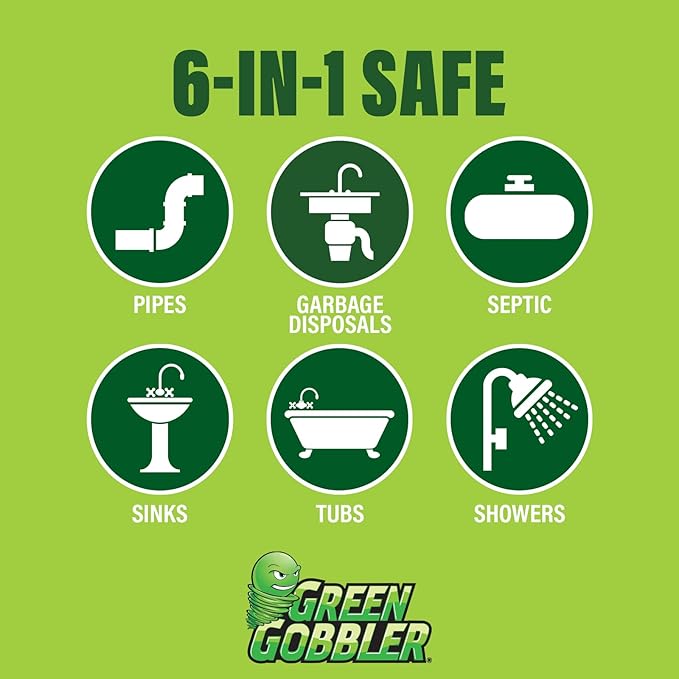 Green Gobbler Fruit Fly Killer+ - Kills Fruit Flies Drain Flies &amp Sewer Flies Gel Treatment for Use in Sinks &amp Pipes - Safe for Septic Systems 32oz - Up to 8 USES (2 Pack)
