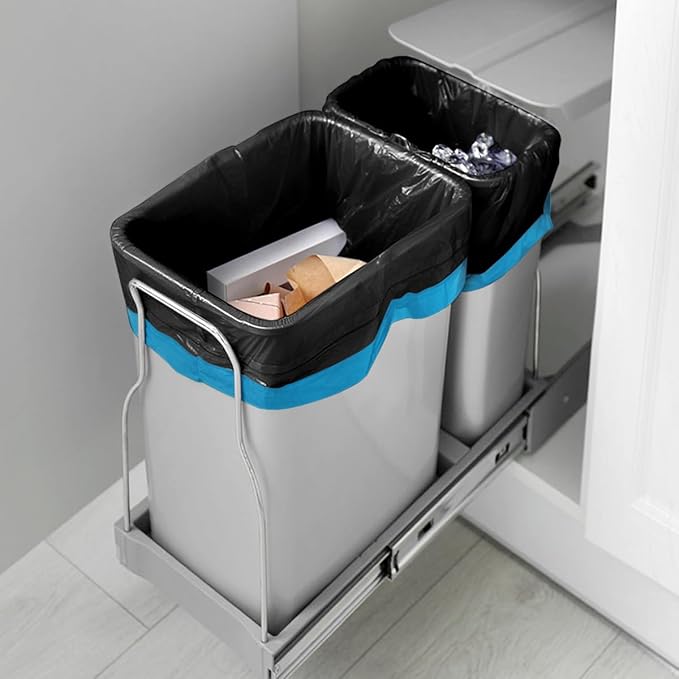 Teivio 23 Gallon Drawstring Trash Bags 120 Counts Fit 23 Gallon Rubbermaid Slim Jim Can &amp 22-25 Gal Tall Kitchen Trash CanLarge Plastic Waste Bin Liners for Home Office Daily Household Use Bla
