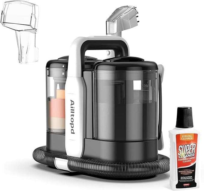 Upholstery Cleaner Machine for Couch Pet Stains Sofa Auto Interior with Brushhead and Solution