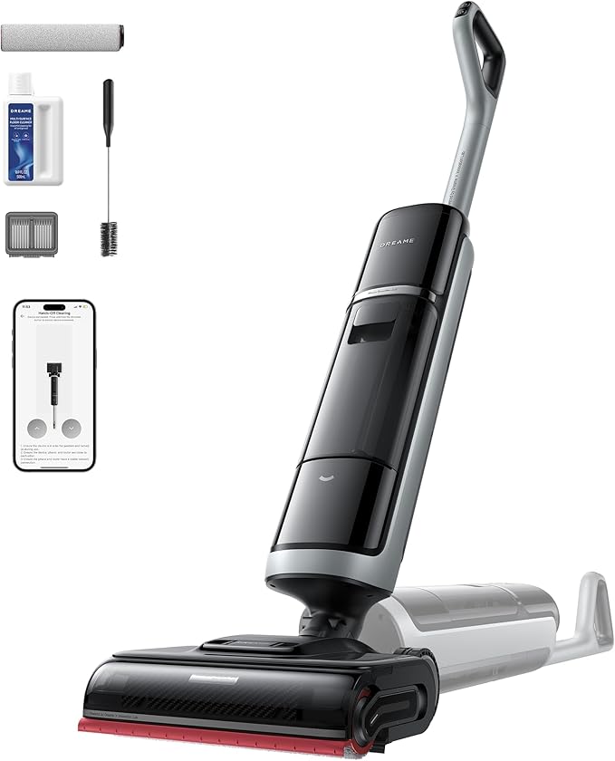 DREAME H15 Pro Heat Wet Dry Vacuum Cleaner 185°F Hot Water Floor Cleaning Cordless Vacuum Mop with GapFree AI Robotic Arm 22KPa Suction 0 Hair Tangle 212°F Self-Clean 194°F Hot Air Drying