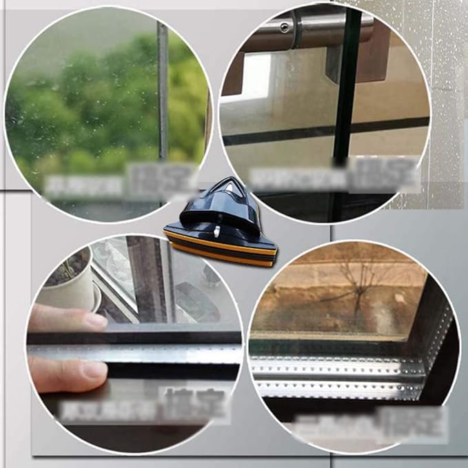 Magnetic Window Cleaner Double-Side Magnetic Glass Cleaner Home Indoor and Outdoor Single Layer/Double Layer/Three Floors 15-42Mm Anti-Pinch Hand with Plastic Ergonomic Handle Design