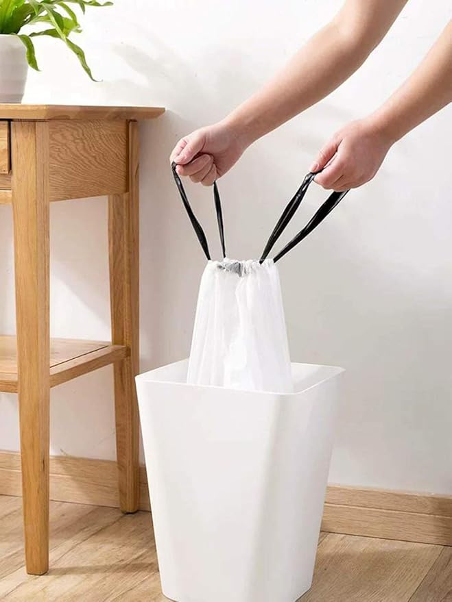 Besli 10 Gallon DrawString Strong Trash Bag Garbage Bag (10 Gallon(90 Bags) White)