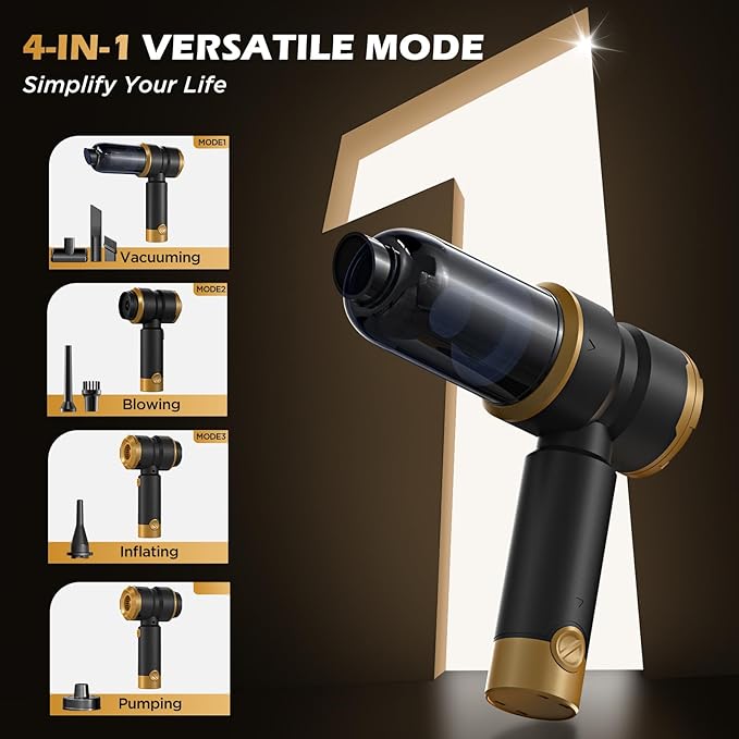 Handheld Car Vacuum with 15000PA Power 4 in 1 Small Powerful Cordless Vacuum Cleaner &amp Air Duster with 2000mAh Battery Rechargeable Portable Mini Hand Held Vacuum for Car HomeOfficePet Hair（G