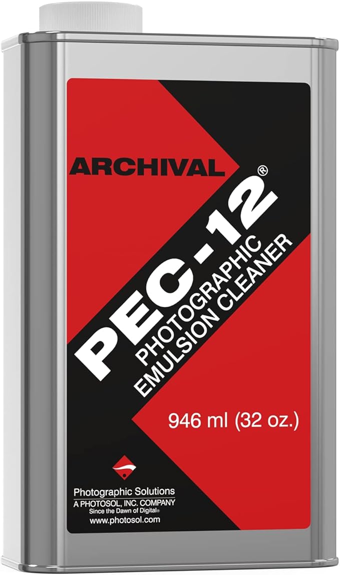 PEC-12 Photographic Emulsion Cleaner - Remove Non-Water Based Stains Grease &amp Ink from Emulsions and Bases - For Cleaning 35mm Film Photo Negative B&ampW Slide (32oz)