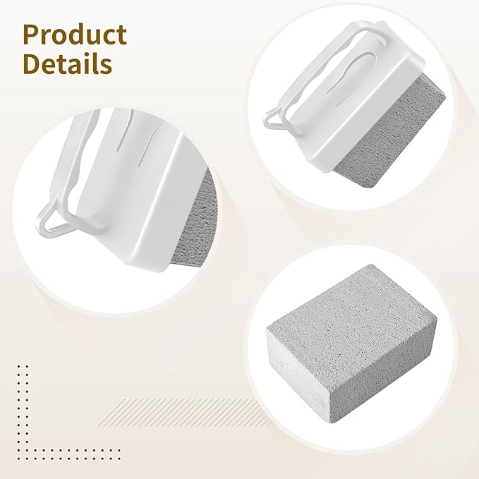 7 Pcs Pumice Stone Cleaning Set for Spa Tile Grout Pool and Bathroom Tile Scrub Stone 6 Stones with 1 Handle Concrete Cleaning Pumice Cleaning Blocks for Stubborn Stains