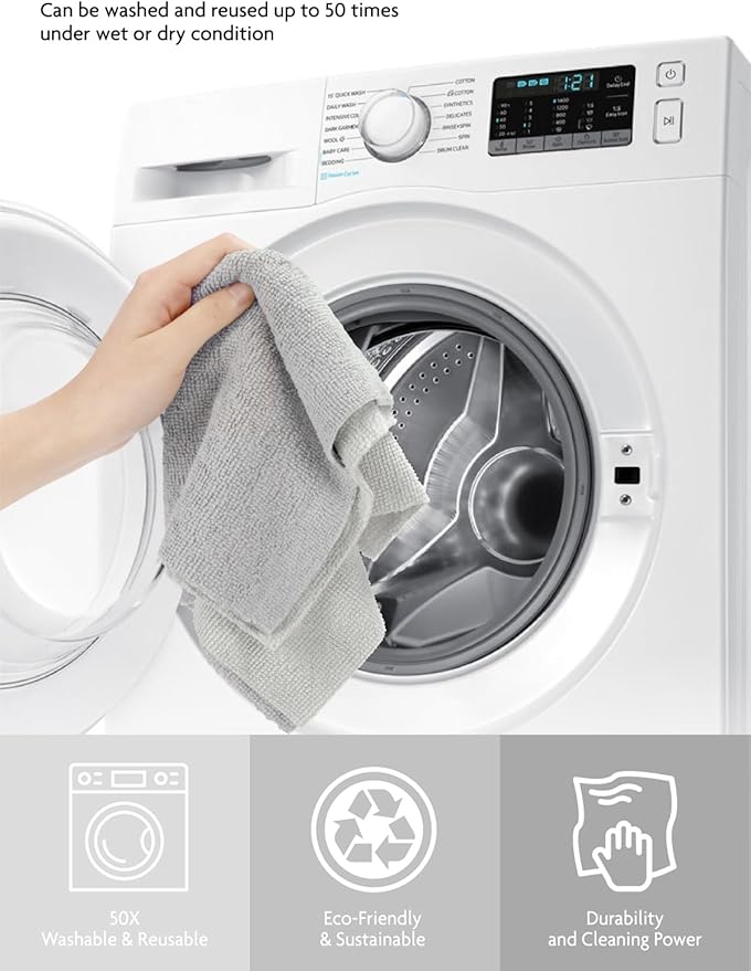 Fantasticlean Microfiber Cleaning Cloth Roll -75 Pack Tear Away Microfiber Towels 12 x 12 Reusable Washable Scratch Free Ultra Absorbent Dishcloth for All-Around Cleaning Supplies (Cool Grey)