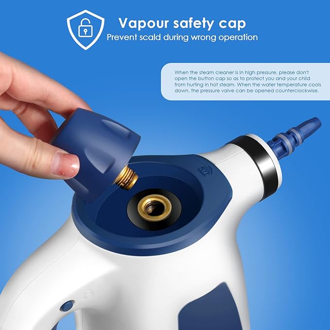 Handheld Pressurized Steam Cleaner All Natural Household Steam Cleaning with 9-Piece Accessory Set Multi-Purpose and Multi-Surface Steam Cleaner for Kitchen Bathroom Windows Car Seat Floor More