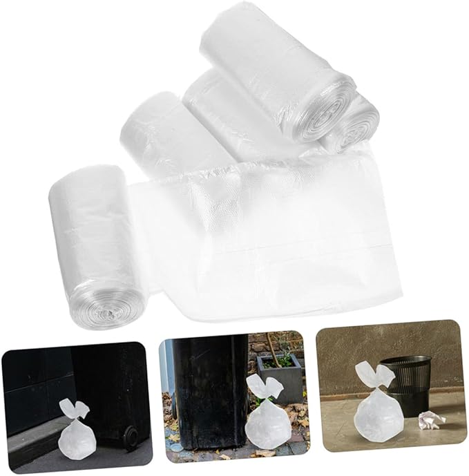 Thick White Flat Garbage Bags 45x50 Inches 300pcs (10 Rolls X 30 Bags) Heavy-duty Kitchen and Bathroom Trash Bags for Home and Office Use