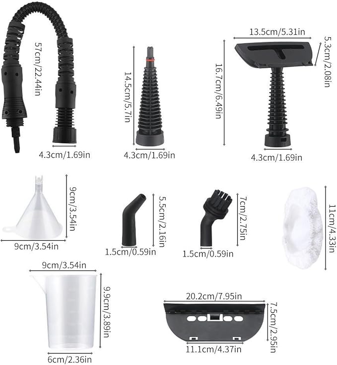 Handheld Steam Cleaner Multipurpose 1050W Motor 9 Accessories 3.0BAR High-Pressure Steam 135°C Fast Steam 0.4L Tank 8-10 Mins Runtime – for Kitchen Bathroom Car Furniture (ashen)